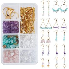 SUNNYCLUE 1 Box DIY Make 10 Pairs Crystal Earring Making Kit Amazonite Amethyst Rose Quartz Chip Stones Beads Brass Earring Hooks & Linking Rings for Jewelry Making