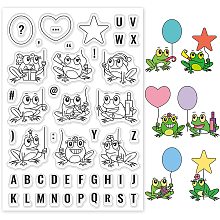 GLOBLELAND 1Sheet Frogs and Balloon Clear Stamp Alphabet and Symbol Transparent Silicone Stamp for Birthday Easter Card Scrapbooking Card DIY Craft