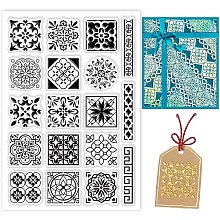 BENECREAT Background Clear Stamps East Mandala Geometri Floral Border Pattern PVC Silicone Stamps 6.3x4.3" for DIY Scrapbooking, Photo Album Decorative, Cards Making