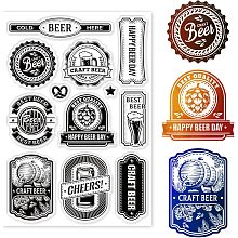 GLOBLELAND Happy Beer Day Clear Stamps for DIY Scrapbooking Beer Labels Silicone Clear Stamp Seals Transparent Stamps for Cards Making Photo Album Journal Home Decoration