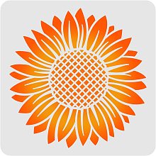 FINGERINSPIRE Sunflower Stencil Template 30x30cm/11.8x11.8inch Plastic Large Flower Drawing Painting Stencils Square Reusable Stencils for Painting and DIY Projects