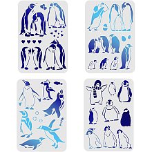 FINGERINSPIRE 4pcs Penguin Stencils, 11.7x8.3 inch Antarctic Penguins Stencil for Painting, Penguin Pattern DIY Craft Reusable Stencil for Painting on Wood, Canvas and Paper