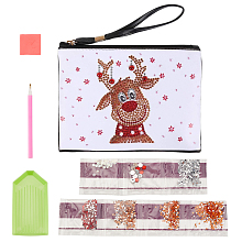 GORGECRAFT DIY Diamond Painting Stickers Kits, with Diamond Painting Bag, Rhinestones, Diamond Sticky Pen, Tray Plate and Glue Clay, Elk Christmas Reindeer/Stag, White, 22~155x22~220x2~10mm, 5pcs/set