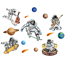 SUPERDANT 5 Style Dynamic Astronaut Wall Decal Space Planet PVC Wall Stickers Removable Wall Art Sticker for Space Fan Kindergarten Children's Room Decorations 39x90cm