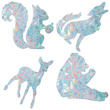 GORGECRAFT 16PCS Jungle Animal Window Clings Static Rainbow Glass Decal Bear Deer Squirrel Fox Collision Window Stickers Non Adhesive Prismatic Vinyl for Sliding Doors Windows Prevent Birds Strikes