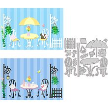 GLOBLELAND Leisure Time Die Cuts Hanging Plant and Lamp Embossing Template Mould Bistro Table and Chair Carbon Steel Die Set for Scrapbooking Card DIY Craft