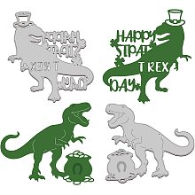 GLOBLELAND Happy St Pat Trex Day Dinosaur Cutting Dies Golden Coins Carbon Steel Die Cuts for DIY Embossing Stencil Template for St. Patrick's Day Card Making Scrapbooking Photo Album Decoration