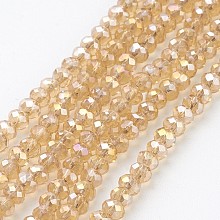 Honeyhandy Electroplate Glass Beads Strands, AB Color Plated, Faceted, Rondelle, Wheat, 8x5~6.5mm, Hole: 1mm, about 72pcs/strand, 16.5 inch