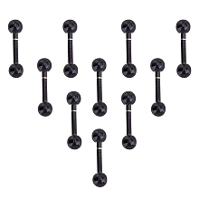 UNICRAFTALE 304 Stainless Steel Ball Stud Earrings, Barbell Cartilage Earrings, Electrophoresis Black, 13.5x3mm, Pin: 1mm, 24 pairs/box