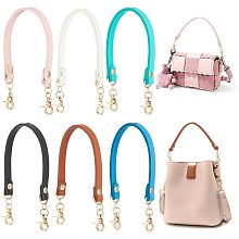 PandaHall Elite 6 Colors PU Leather Purse Handle, 12.8 Inch Short Purse Strap Replacement Handbag Handle with Light Gold Swivel Clasps for Handmade Bag Handbag Purse Tote, 6pcs