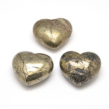 Honeyhandy Heart Natural Pyrite Home Display Decorations, Gemstone, 40x45x23mm