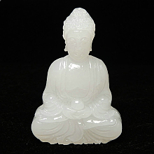 Honeyhandy Natural White Jade Carved Mahavairocana Buddha Statue Home Decoration, Feng Shui Figurines, 62x42x16mm