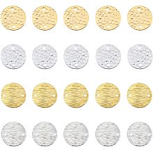 SUPERFINDINGS 40Pcs 2 Styles Disc Charms Flat Round Charms 2 Colors Brass Links Connectors Charm Stamping Charms Dangles Pendants for DIY Earrings Findings Handcraft Supplies， Hole: 1.2~1.6mm