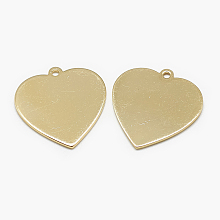 Honeyhandy Brass Pendants, Stamping Blank Tag, Heart, Real 18K Gold Plated, 23x22.5x1mm, Hole: 1mm