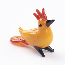 Honeyhandy Home Decorations, Handmade Lampwork Display Decorations, Bird, Orange, 28x10x22mm