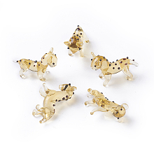 Honeyhandy Home Decorations, Handmade Lampwork Display Decorations, Leopard, Light Khaki, 29~32x12~13x21~24mm