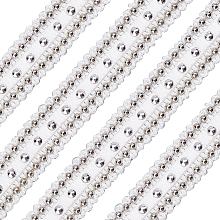 FINGERINSPIRE 5 Yards 5/8" White Woven Braid Trim with Sliver Beads, Flat Polyester Ribbon Edging Trim Sewing Fabric Trim, Woven Fringe Trim Narrow Applique Trim for Clothing, Dress, DIY Craft