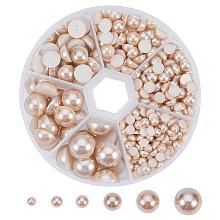 ARRICRAFT 1 Box Tan Mixed Sizes Flat back Pearl Cabochon, about 690pcs/box