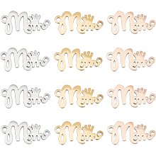 DICOSMETIC 12Pcs 3 Colors Stainless Steel Word Mom and Crown Pendants Hypoallergenic Charms Love Pendant for Jewelry Bracelet Necklace Making