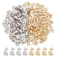 DICOSMETIC 80Pcs 2 Colors Rabbit Charms 3D Easter Bunny Pendants Golden Rabbit Holding Egg Pendants Stainless Steel Cute Aninmal Pendants for Jewelry Crafts Making, Hole: 1mm