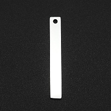 Honeyhandy 201 Stainless Steel Pendants, Laser Cut, Bar/Rectangle, Stainless Steel Color, 30x4x1mm, Hole: 1.6mm