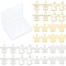 SUNNYCLUE 1 Box 32Pcs 4 Style Angel Number Necklace Pendant Stainless Steel Golden Lucky Charms Bulk for Jewelry Making Charms DIY Bracelets Keychains Crafts Findings