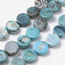 Honeyhandy Natural Agate Beads Strands, Dyed & Heated, Flat Round, Light Sky Blue, 16x6mm, Hole: 0.8mm, about 25pcs/strand, 15.55 inch(39.5cm)