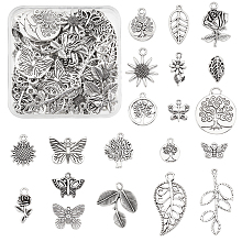 PandaHall Elite 120Pcs 20 Style Tibetan Style Alloy Pendants, Cadmium Free & Lead Free, Mixed Shape, Antique Silver, 9~38x10~23x1~3.5, Hole: 1~3mm, 6pcs/style