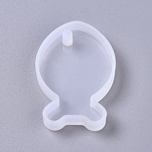 Honeyhandy Pendant Silicone Molds, Resin Casting Molds, For UV Resin, Epoxy Resin Jewelry Making, Fish, White, 55x37x7.5mm