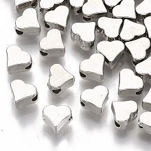 Honeyhandy Plating ABS Plastic Beads, Heart, Platinum, 5.5x6x4mm, Hole: 1.6mm