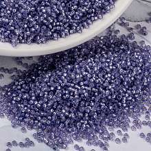 MIYUKI Round Rocailles Beads, Japanese Seed Beads, 15/0, (RR649) Dyed Violet Silverlined Alabaster, 1.5mm, Hole: 0.7mm, about 5555pcs/10g