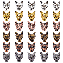 Tibetan Style Alloy Beads,  Wolf Head, Mixed Color, 9.5x13mm, Hole: 2mm, 36pcs/box