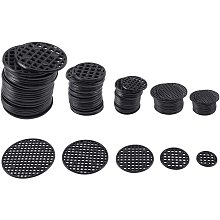 Plastic Mesh Circular Gasket, Black, 25~65x1.5mm; 200pcs/set