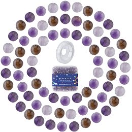 SUNNYCLUE DIY Stretch Bracelets Making Kits, include Natural Amethyst Round Beads, Elastic Crystal Thread, Beads: 4~4.5mm, Hole: 0.8~1mm; 400pcs/box