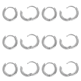 Unicraftale Unisex 304 Stainless Steel Hoop Earrings, Manual Polishing Huggie Earrings, Stainless Steel Color, 12x2mm, Pin: 0.7mm; Inner Diameter: 8mm, 10pairs/box