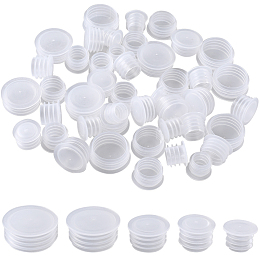 GORGECRAFT 50PCS 5 Sizes Plastic Salt And Pepper Shaker Stopper 3/8 to 3/4 Inch Replacement Plug Bottle Stoppers Reusable Clear Round End Insert Bottle Inner Plugs for Bottles Pipes Metal Tubing Fence