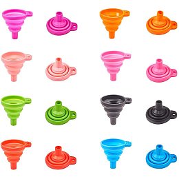 PandaHall Elite 8pcs 8 Colors Silicone Collapsible Funnel Flexible Portable Funnel Hopper Foldable Kitchen Funnel for Beads Water Bottle Liquid Transfer Narrow and Wide Mouth