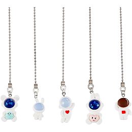 5 Style Spaceman Ceiling Fan Chain Extender with Iron Ball Chains Bulk Resin Hanging Charm Creative Decorative Pendant Ornaments Comic Replacement Fan Cord Pull for Light Lamp