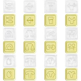 Pandahall Elite Handmade Soap Stamp 12 Pack Mini Clear Acrylic Square Soap Making Chapter Custom Stamps with Twelve Constellations, 2.3x2.3cm