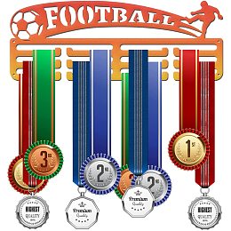 GLOBLELAND Football Medal Holder Display Hanger Rack Frame for Sport Race Metal Medal Hanger for Running Gymnastics Soccer Basketball Competitions,15.75x7Inches, Gradient Color