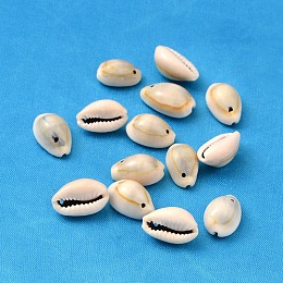 Honeyhandy Natural Cowrie Shell Pendants, Shell Shaped Charms, Seashell Color, 18~20x13~14x6~8mm, Hole: 2mm, about 340pcs/500g