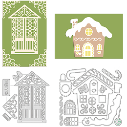 GLOBLELAND 2Pcs 2 Style Christmas Theme Carbon Steel Cutting Dies Stencils, for DIY Scrapbooking/Photo Album, Decorative Embossing DIY Paper Card, House Pattern, 1pc/style