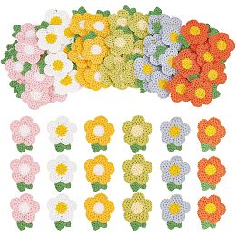 FINGERINSPIRE 60Pcs 6 Colors Crochet Flowers Applique 1.8x1.5 inch Crochet Floral Applique Patches Sew on Floral Patch Embellishment Handmade Crocheted Flower Appliques for DIY Hats Hair Band Clothes