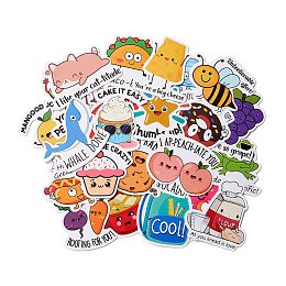 Honeyhandy Cartoon Paper Stickers Set, Adhesive Label Stickers, for Suitcase, Planner and Refigerator Decor, Mixed Color, 3.7x4.5x0.02cm, 50pcs/bag