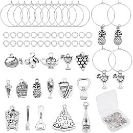 SUNNYCLUE 1 Box 16Pcs 16 Styles Wine Glass Charm Rings Bulk Food Wine Charms Silver Glass Maker Identifier Stainless Steel Goblet Glass Tags Rings Tasting Party Decoration Supplies Wine Favors