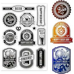 GLOBLELAND Happy Beer Day Clear Stamps for DIY Scrapbooking Beer Labels Silicone Clear Stamp Seals Transparent Stamps for Cards Making Photo Album Journal Home Decoration