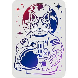 FINGERINSPIRE Cat Astronaut Stencils 11.7x8.3 inch Plastic Outer Space Theme Drawing Painting Stencils Cat Earth Star Wall Stencils Reusable Stencils for Painting on Wood, Floor, Wall and Tile