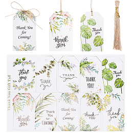 CRASPIRE 5 Sheets 10 Styles Thanksgiving Day Theme Thank You Gift Tags, with Hemp Rope, Rectangle, Leaf Pattern, 154x232x0.3mm, 1pc/style, 10pcs/sheet