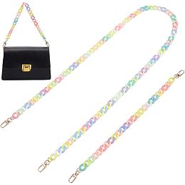 WADORN 2pcs Colorful Acrylic Purse Chain Strap, 16.53/48 inch Acrylic Handbag Chain Resin Clutch Bag Chain Replacement with Swivel Clasp Rainbow Color Acrylic Bag Chain Summer Decoration, Mix Color 1