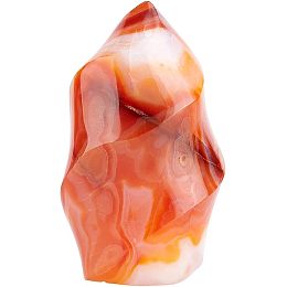 BENECREAT Natural Red Agate Torch Healing Stones, About 1.7x1.2x3" Carnelian Crystal Flame Ornaments Display Gemstone for Home Decoration